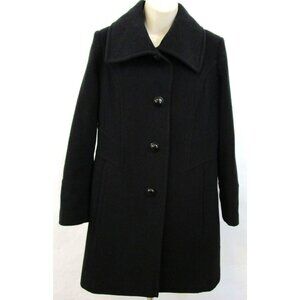Appleseed's Coat Women Petites Sz 10P Black Wool Blend Button-down Lined Pockets